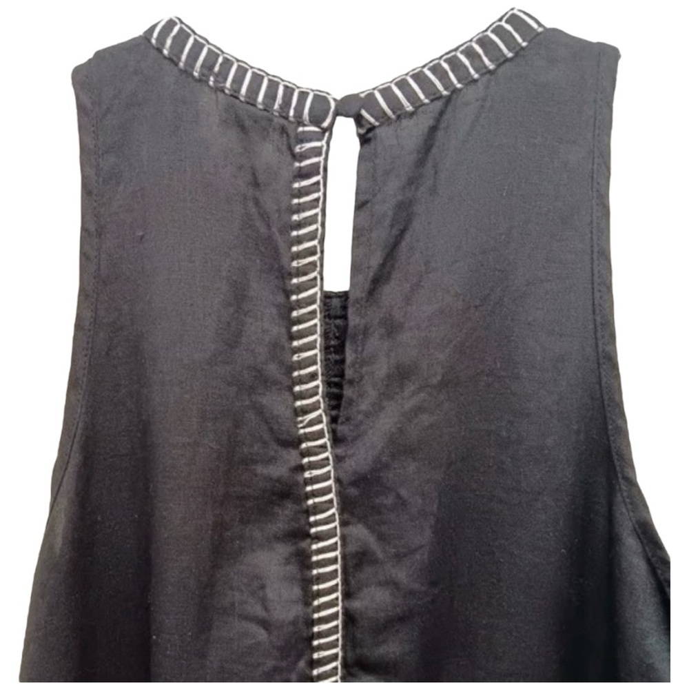 🖤 Magaschoni 100% Linen Black Sleeveless Midi Dress | Size 8 | Trim Detail - Picture 4 of 6